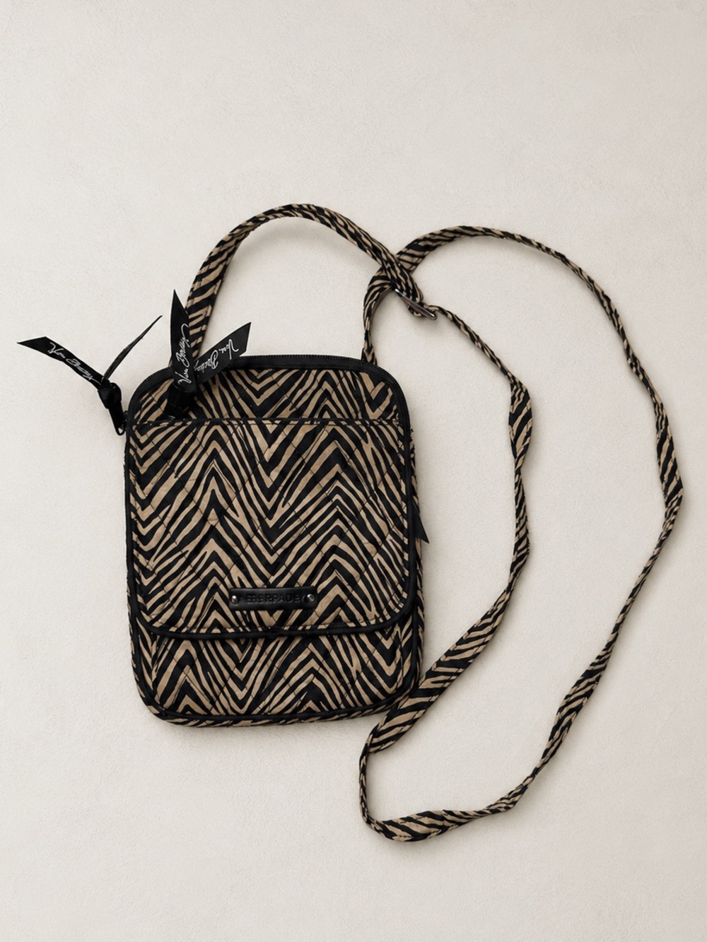 Vera Bradley Retired  Pattern Little Hipster Crossbody Bag Zebra Black Tan